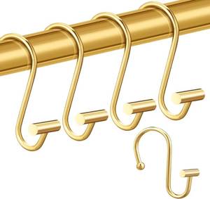 lot 45145 image: Gracelife Gold Rust Resistant Metal Shower Curtain Rings, Set of 12, T-Bar Hooks for Shower Rod
