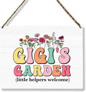 lot 45158 image: Gigis Garden Wooden Sign Decor, Indoor Decoration Hanging Signs 8x10 Inches, Outdoor Garden Decor Yard Wall Hanging Decor Sign, Mothers Day Gifts Birthday Gifts for Mom Grandma