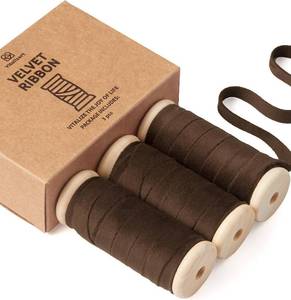 lot 45159 image: Vitalizart Brown Velvet Ribbon 38 x 15 Yds for Christmas Gift Wrapping  Clean-Cut Edge Rustic Vintage Thin Velvet Holiday Ribbon For Wreaths Tree Ornaments Bows Garland Festive Decor Party