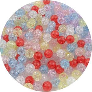 lot 45164 image: 400pcs 8mm Acrylic Crackle Beads - Round Crystal Acrylic Craft Beads with Hole for Jewelry Making - Mixed Colors