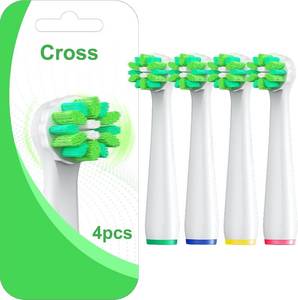 lot 45180 image: 4 Count Cross Clean Replacement Heads Compatible with Oral B for Deep Clean, Brush Heads Compatible with Oral B Braun Pro 1000500Genius x Electric Toothbrush Heads (White)