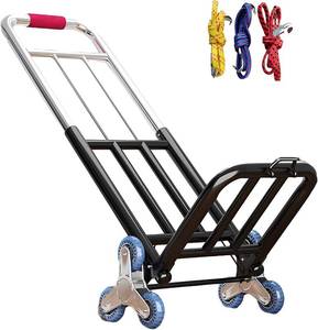 lot 45183 image: Heavy-Duty Stair Climbing Hand Truck Foldable 6-Wheel Trolley Multi-Purpose Steel Moving Cart for Easy Transport Ideal for Home & Office Use