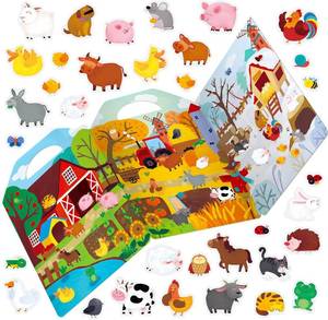 lot 45207 image: Reusable Sticker Book, 35 Farm Animal Static Stickers Waterproof Animals & Insects Decals Matching Game Activity Books Educational Learning Toys for Toddlers Girls Boys Preschooler