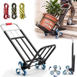 Lounsweer Plant Caddy with Wheels, 265 Lbs Stair Caddy with 3 Bungee Cords | Heavy Duty Foldable Garden Trolley Plant Cart with 6 Wheels and Telescoping Handle for Indoor Outdoor Planters, Warehouse