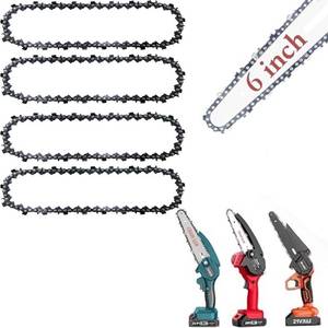 lot 45238 image: 4 Pcs 6 Inch Mini Chainsaw Chain 37 Drive Links 14LP .043, 6 Inch Replacement Chains for Cordless Electric Portable Mini Chainsaw For Wood Branch Cutting