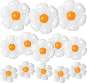 lot 45240 image: NOVWANG 18Pcs White Daisy Flower Balloons in 3 Sizes for Birthday Party  Mylar Foil Material, Birthday Wedding Baby Shower Decorations, Party Supplies, 3 Huge 5 Medium 10 Small Balloons
