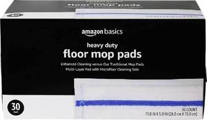 lot 45251 image: Amazon Basics Heavy Duty Disposable Floor Cleaning Mopping Pads with Absorbent Microfiber, Fits Swiffer WetJet Mopping Systems, 30 Count