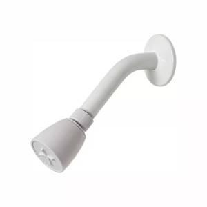 lot 45307 image: 2 Pack 1-Spray Patterns 2 in. Single Wall Mount Fixed Shower Head in White