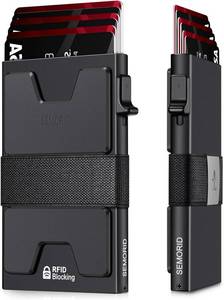 lot 45323 image: SEMORID RFID Blocking Card Holder Wallet for Men Slim Minimalist Wallet, Durable Expandable