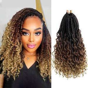 lot 45333 image: Diha Goddess Box Braids Crochet Hair With Curly Ends 14 Inch  Bohomian Box Braids Crochet Braids 8 Packs 3X Crochet Braids Synthetic Braiding Hair Extension for Black Women