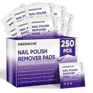 lot 45344 image: 250P Bulk Acetone Nail Polish Remover Pads, Individually Wrapped  Travel-friendly, Quick & Effective for Gel & Fingernail Polish, ideal for home & salon use, great value pack & gift option