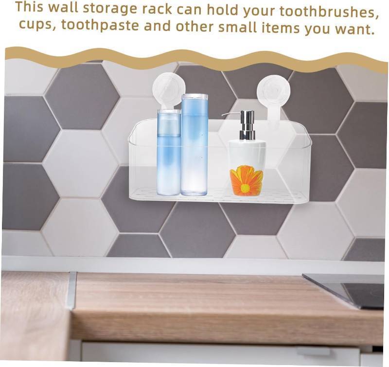 lot 10519 image: Suction Cup Shower Organizer Shelf Large Bathroom Storage Holder No Drilling Strong Adhesive Easy to Install Suitable for Home and Kitchen