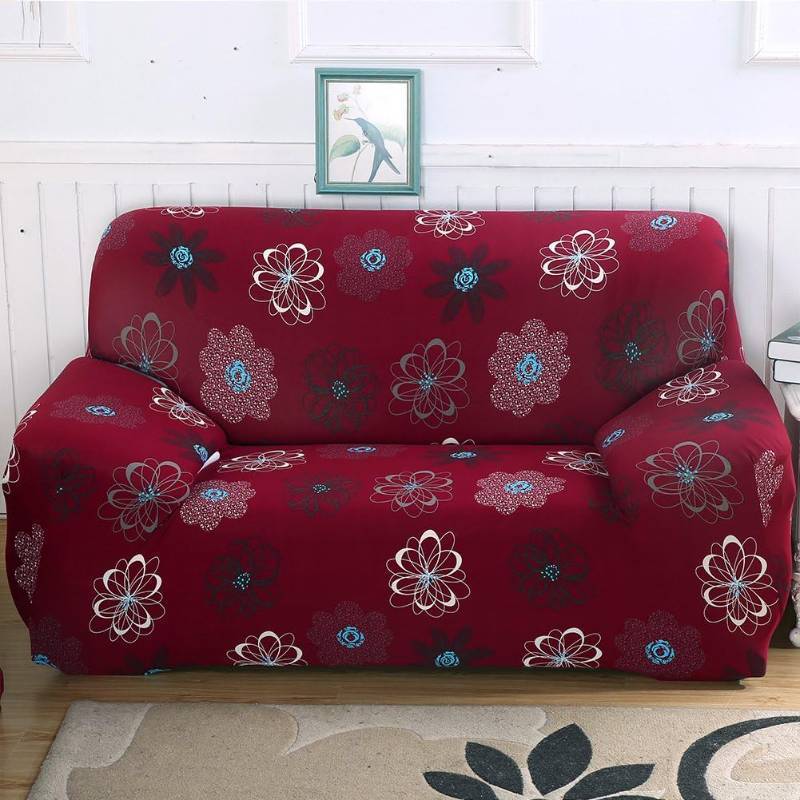 lot 10529 image: cjc Printed Sofa Cover Stretch Couch Cover Sofa Slipcovers for Couches and Loveseats, Living Room Set Patterned Sofa Couch Cover (3 SeaterLoveseat, Featured Red) STOCK PHOTO APPROXIMATE
