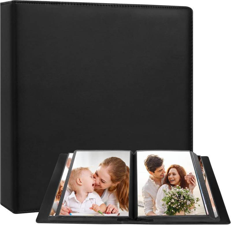 lot 10599 image: Aevdor Photo Album Pockets Holds Photos, Large Capacity Leather Cover, Photo Book for Family Wedding Baby Party Holiday and Christmas Pictures, Black