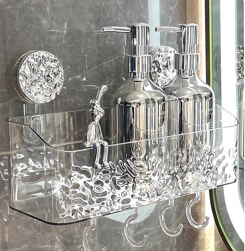 lot 18772 image: Shower Caddy Suction Cup, Wall Mounted Rack Organizer Removable Bathroom Shelf, No Drilling Larger Storage Rack Upgraded, Bathroom Suction Caddy