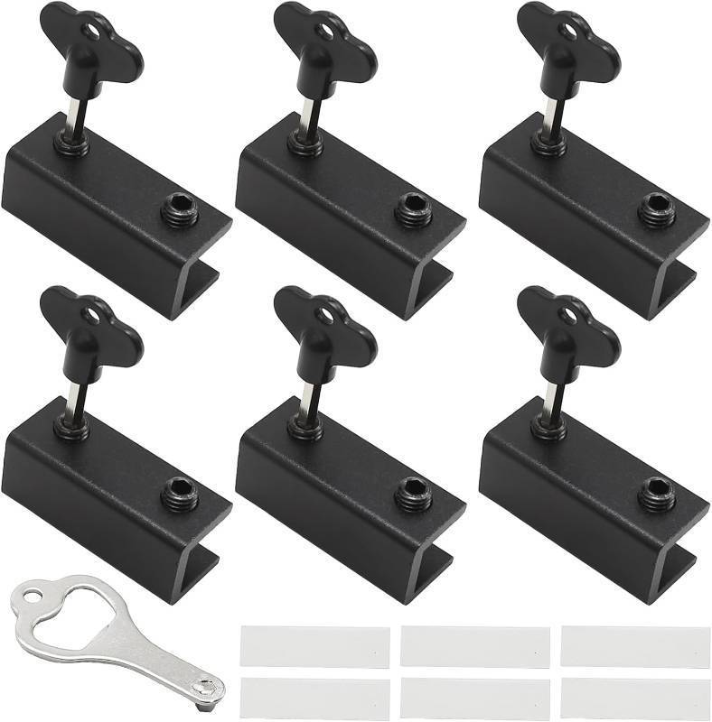 lot 10643 image: 6 Pcs Window Locks, Window Stoppers, Sliding Window Locks with Key Vertical & Horizontal Sliding Windows Doors Adjustable Security Window Lock for Bedroom Home Office (Black)