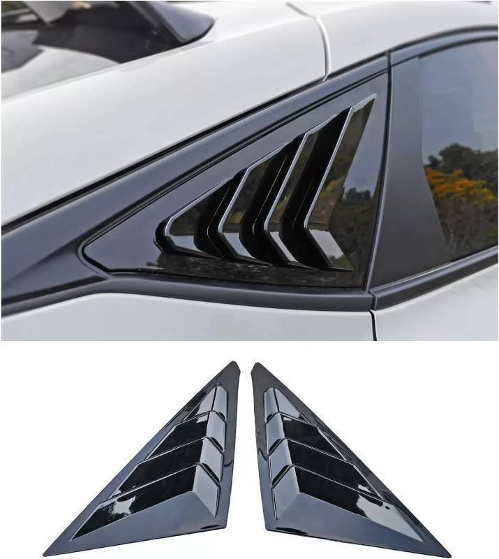 lot 19087 image: Rear Side Window Louvers Compatible with Civic Hatchback Type R 2022 2023 2024 2025 Sport Decoration Accessories Air Vent Scoop Louver Window Scoop Louver Cover Glossy Black