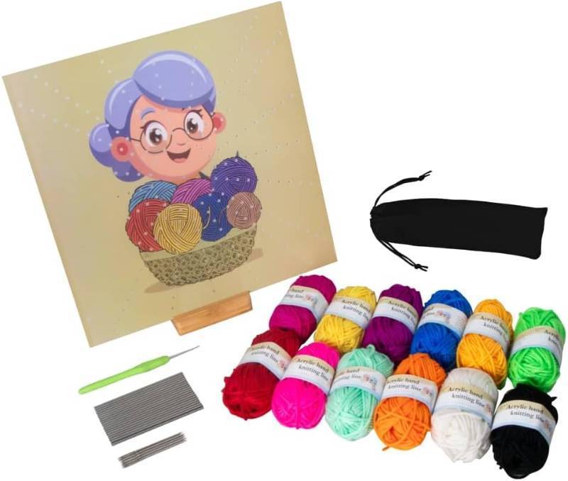 lot 19107 image: Crochet Blocking Board 11x8in - with Pegs 3.39in - Granny Square - for Blockings - Yarn Sewing - Needlepoint with Pins and Threads - Blocking -