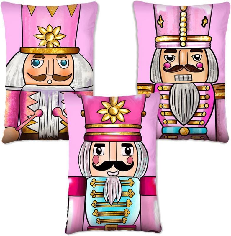 lot 14148 image: Undergo Merry Christmas Tree Nutcracker Decorative Throw Pillow Covers 12 x 20 Set of 3 - Pink Outdoor Home Decor, Ornaments Winter Holiday Party Decorations Cushion Case