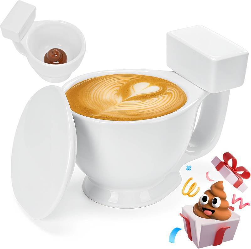 lot 19298 image: P-oops Fathers Day, White Elephant Gifts for Adults, Toilet Coffee Mug, Mens Gift, Fruit Bowl, Funny Gag Gift (White)