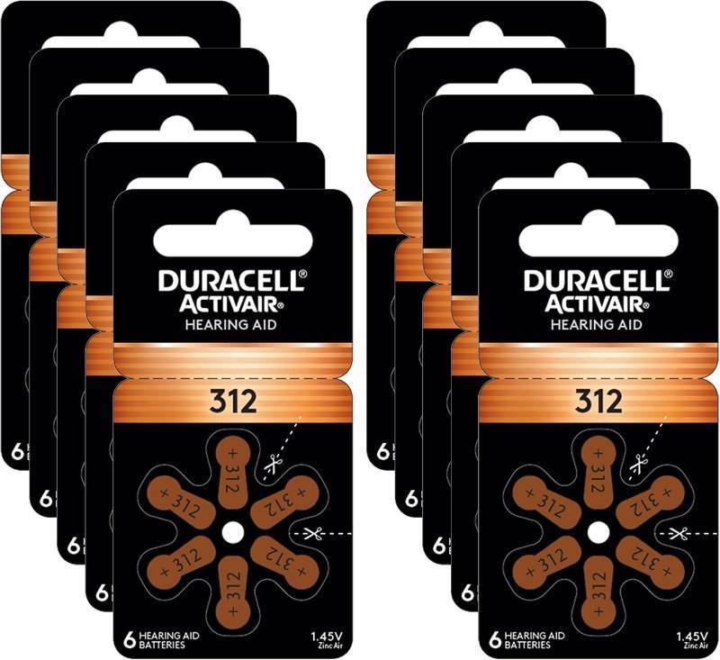 lot 12368 image: Duracell Hearing Aid Batteries Size 312, 60 Count (Pack of 1) batteries