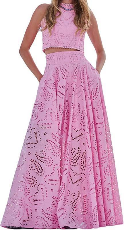 lot 26003 image: Womens 2 PCS Lace Holes Tank Tops Bodycon Skirts Sexy Nightclub Party Dress Outfits Set Size Large