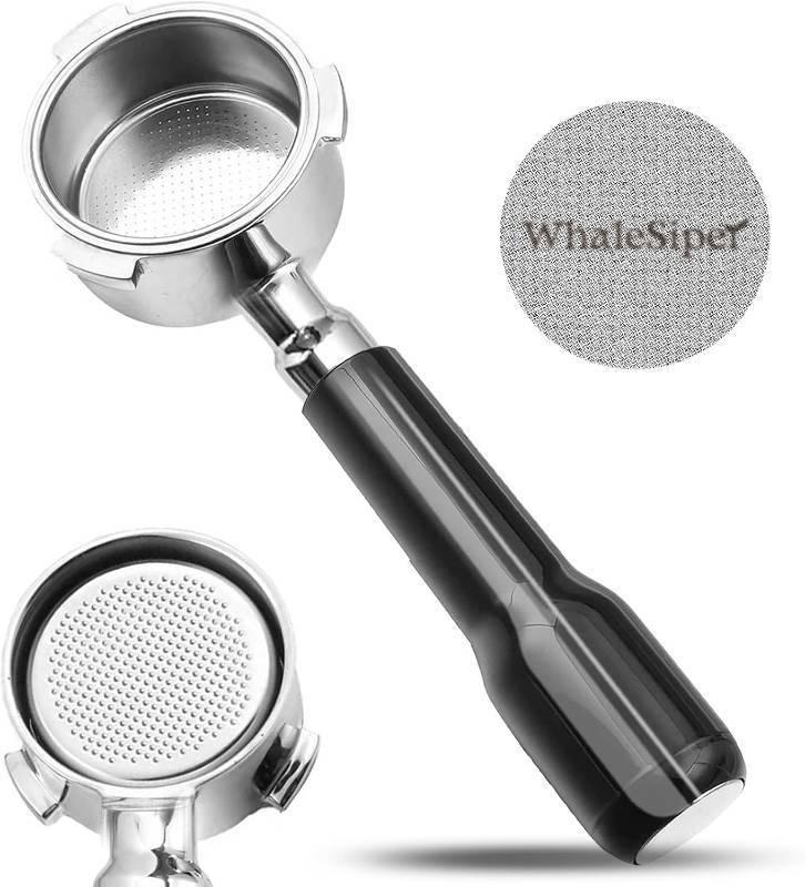 lot 27269 image: 51mm Bottomless Portafilter & Puck Screen, 3 Ears Stainless Steel Head, Only Compatible with DeLonghi EC680, EC685, and SMEG ECF01, Includes 304 Stainless Steel Filter Basket