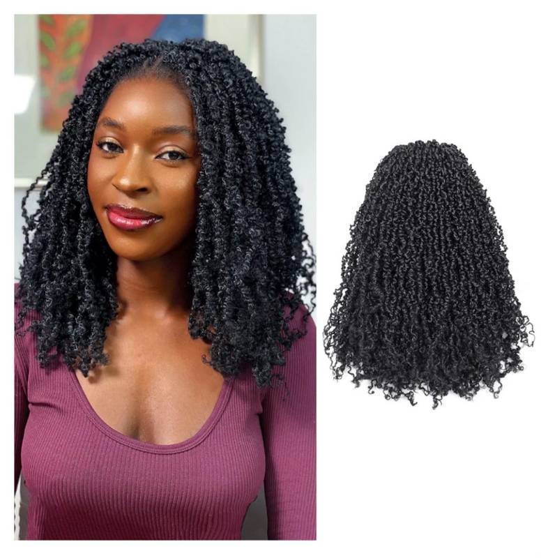 lot 6369 image: GIX Yanky Twist Crochet Hair - 16 Inch 8 Packs (240 Strands) Natural Black Pre-twisted Fluffy Spring Mini Twist Short Bob Passion Twist, Pre-Looped Crochet Braids Braiding Hair (16 Inch, 1B-8P)