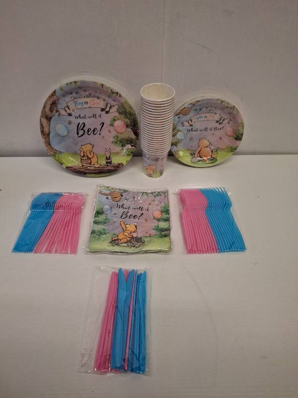 lot 6532 image: Winnie the Pooh Gender Reveal Party Set