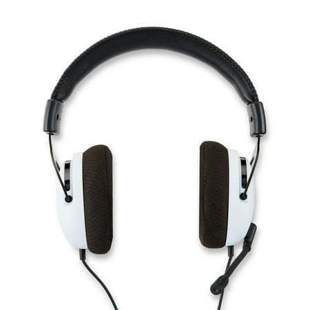 lot 4088 image: onn. PlayStation Wired Video Game Headset with 3.5mm Connector  Flip-to-Mute Mic  Lightweight Steel and 40mm Speakers - Black and White