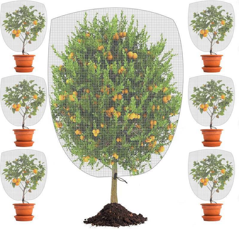 lot 2932 image: SIX-Pack 3.3ft x 2.3ft Drawstring Fruit Protection Bags and Garden Netting Covers, Ideal for Tomato Barrier, Vegetable and Flower Plants