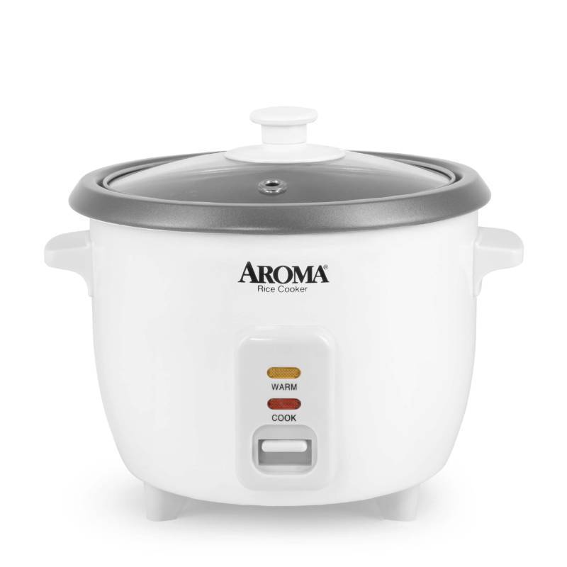 lot 3114 image: AROMA Rice Cooker, 3-Cup (Uncooked)  6-Cup (Cooked), Small Rice Cooker, Oatmeal Cooker, Soup Maker, Auto Keep Warm, 1.5 Qt, White, ARC-363NG