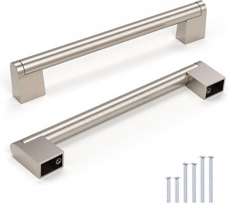 lot 3921 image: Knobonly 10 Pack Dresser Handles 6-310 inch (160mm) Hole Centers, Cabinet Pulls Brushed Nickel, Kitchen Cabinet Handles