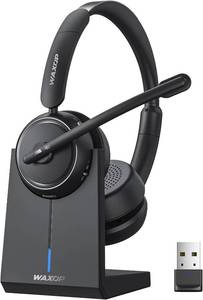lot 2072 image: Wireless Headset with Mic for Work, Bluetooth Headset with Microphone Noise Cancelling & Mute Button, 65H Talk Time, Comfortable Wireless Headsets for WorkCall CenterComputerLaptopCalls