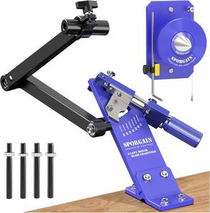 lot 2075 image: SporGain Lawn Mower Blade Sharpener&Lawn Mower Blade Balancer 15 -45 Adjust  Lawnmower Blade Sharpener Tool with High Precision Magnetic Lawnmower Blade Balancer Wall Mounted for Most Mower Blade,Indigo