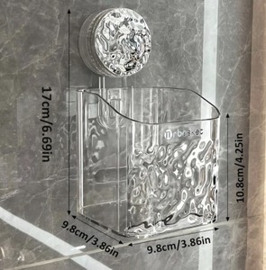 lot 45352 image: Suction Cup Shower Caddy, Wall Mounted Suction Electric Toothbrush Holder for Bathroom, Clear Shower Rack