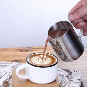lot 45356 image: Rolin Roly 250ml8.45oz Stainless Steel Milk Pitcher Frothing Jug Cup with scale and Latte Art Needle for Espresso Coffee Milk (250ml)