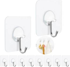 lot 45357 image: FOTYRIG Adhesive Hooks Heavy Duty, 15lb(Max) 180 Degree Rotating Wall Sticky Hooks for Hanging Wall Hangers Without Nails Seamless Stick on Bathroom Kitchen Office Outdoors-10 Packs