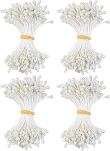 lot 45358 image: M METERXITY 600-Pack Flower Stamens 5mm Artificial Pearl, Cream White  Double Heads, Mini Flower Pollens, Floral Pistil, for Crafts, DIY Making, Wedding, Scrapbook Decoration