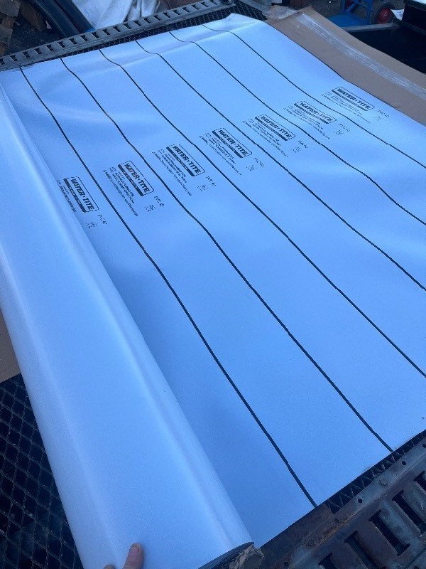 lot 162 image: WATERTITE PVC Shower Pan Liner Light Gray 6 x 8