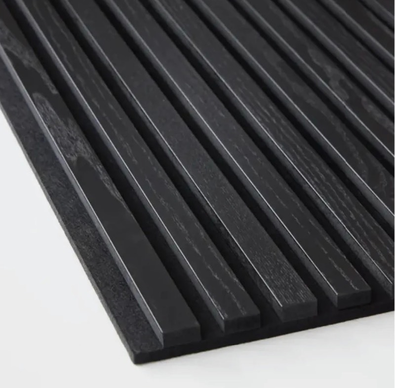 lot 53 image: Black Acoustic Slat Wood Paneling 94 x 24 see shipping blemish