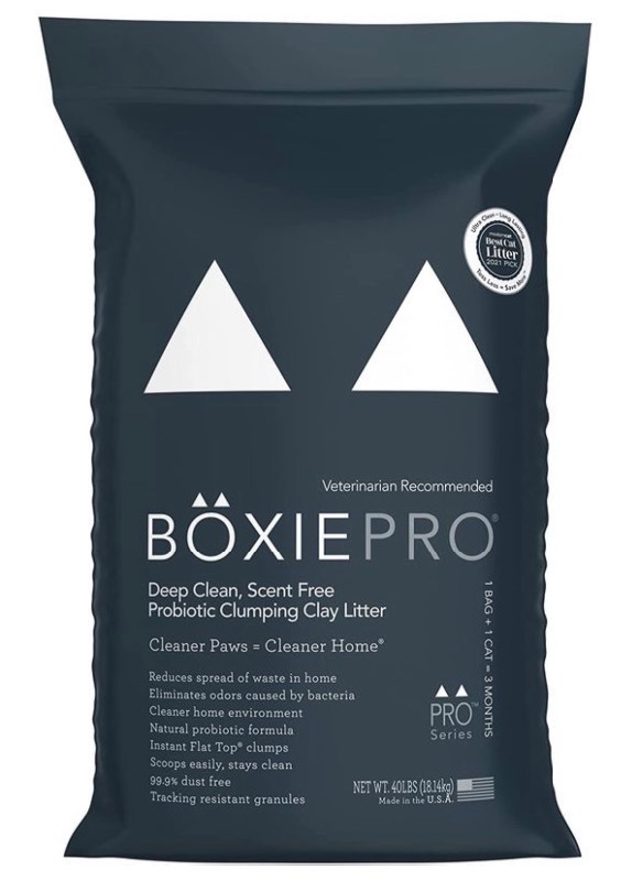lot 12 image: BoxiePro Deep Clean, Scent Free, Probiotic Clumping Clay Litter, 40 lb.