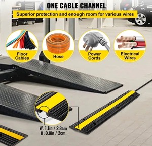 lot 15 image: 1-Channel Rubber Cable Protector Ramps Heavy Duty 22046Lbs Load Capacity Cable Wire Cord Cover Ramp Speed Bump Driveway Hose Cable Ramp Protective Cover