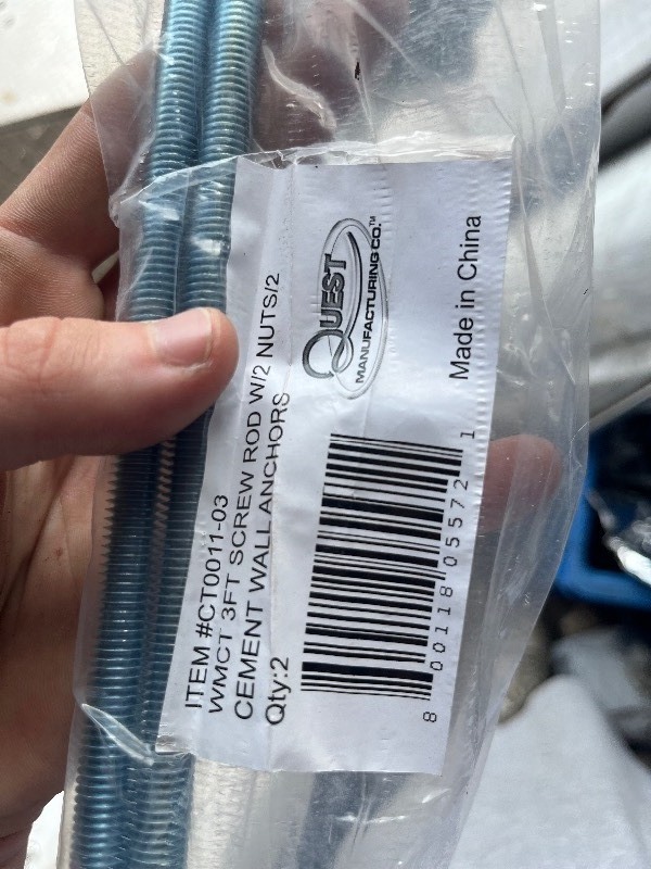lot 115 image: 4 Packs of Quest Technology  RS PRO CT0011-03 3FT SCREW ROD WCEMENT WALL ANCHOR KIT