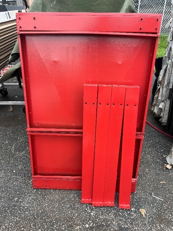 lot 69 image: 48 x 31 Steel Red Industrial Work Table w Under Shelf - comes as is
