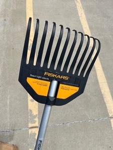 lot 51 image: Fiskars 66 in. 11 Tine Poly Shrub Rake Aluminum Handle