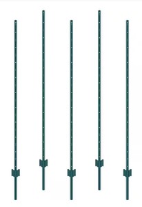 lot 56 image: 6 x 2 Fence Post, U-Post Heavy-Duty Metal Fence Posts, Sturdy Steel Fence Stakes for Garden Yard, Lawn, Green (5-Pack)
