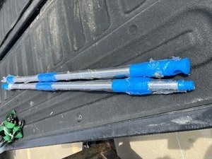 lot 103 image: Bundle of 2 Light Weight Extension Poles - Universal Threaded Tip - Blue & Chrome