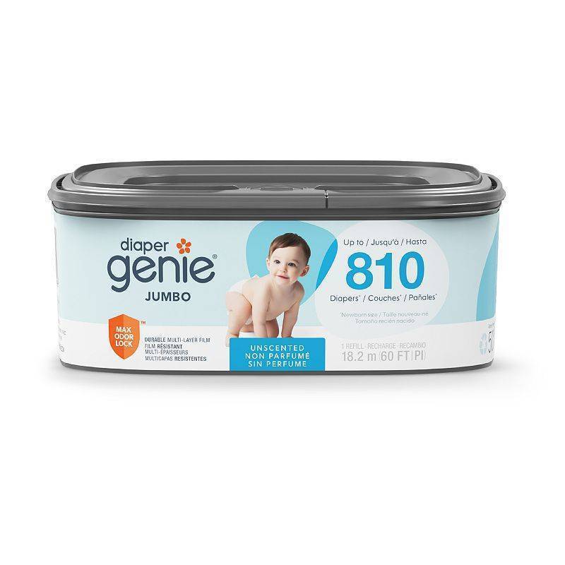 lot 37815 image: Diaper Genie Jumbo Square Disposal Bag Refill - 810ct (The lid has a crack see photo for reference) - Retail $18