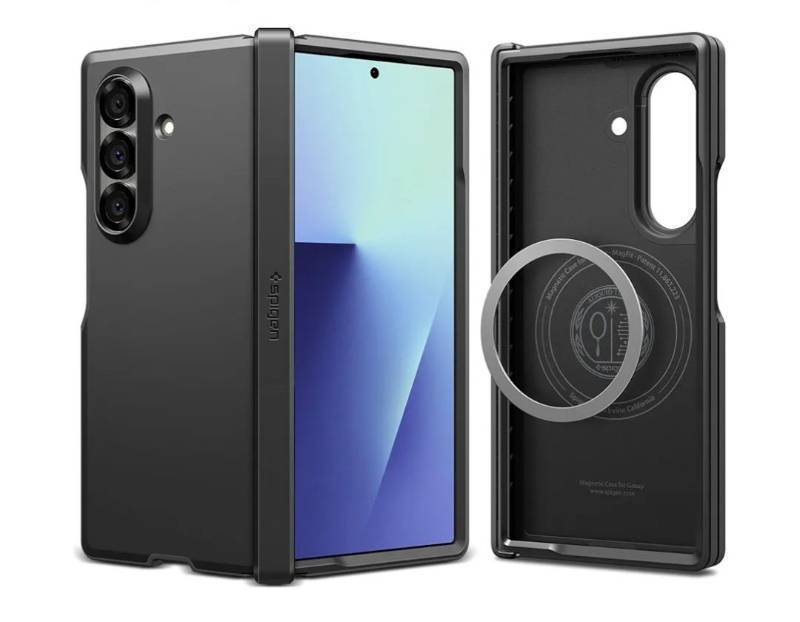 lot 37930 image: Spigen for Galaxy Z Fold 7 Case, Tough Armor Pro MagFit Hinge Protection Fast Wireless ChargingMagnet for Galaxy - Black - Retail $40
